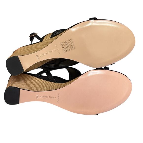 New With Box MARION PARKE Penny 70 Wedge Sandal 39.5 / US 9.5 Black Leather - Picture 11 of 13